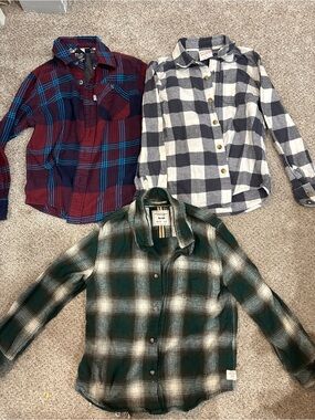 Lot of Little Boy Flannel Button Up Long Sleeve Shirts size 5/6 XS